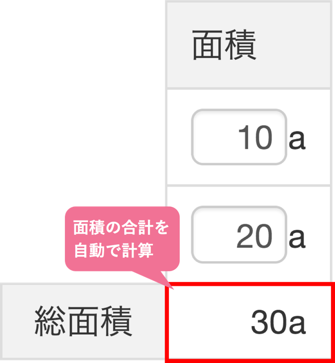 土地の情報を入力する_住所・地番の総面積について